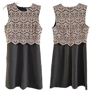 Halogen chic office dress w/ pockets relaxed fit, gray cream